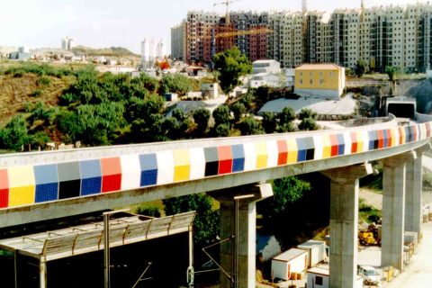 <div style="text-align:center; color:white;"><div style="font-size:17px; ">Olaias Viaduct</div><br>Client: Metropolitano de Lisboa<br>Year: 1995 – 1996 /div>